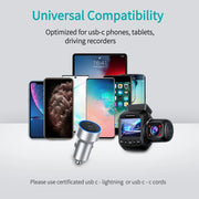 CHOETECH C0054-SL Dual Port PD 40W USB-C Car Charger Adapter Silver V28-ELECHOC0054SL
