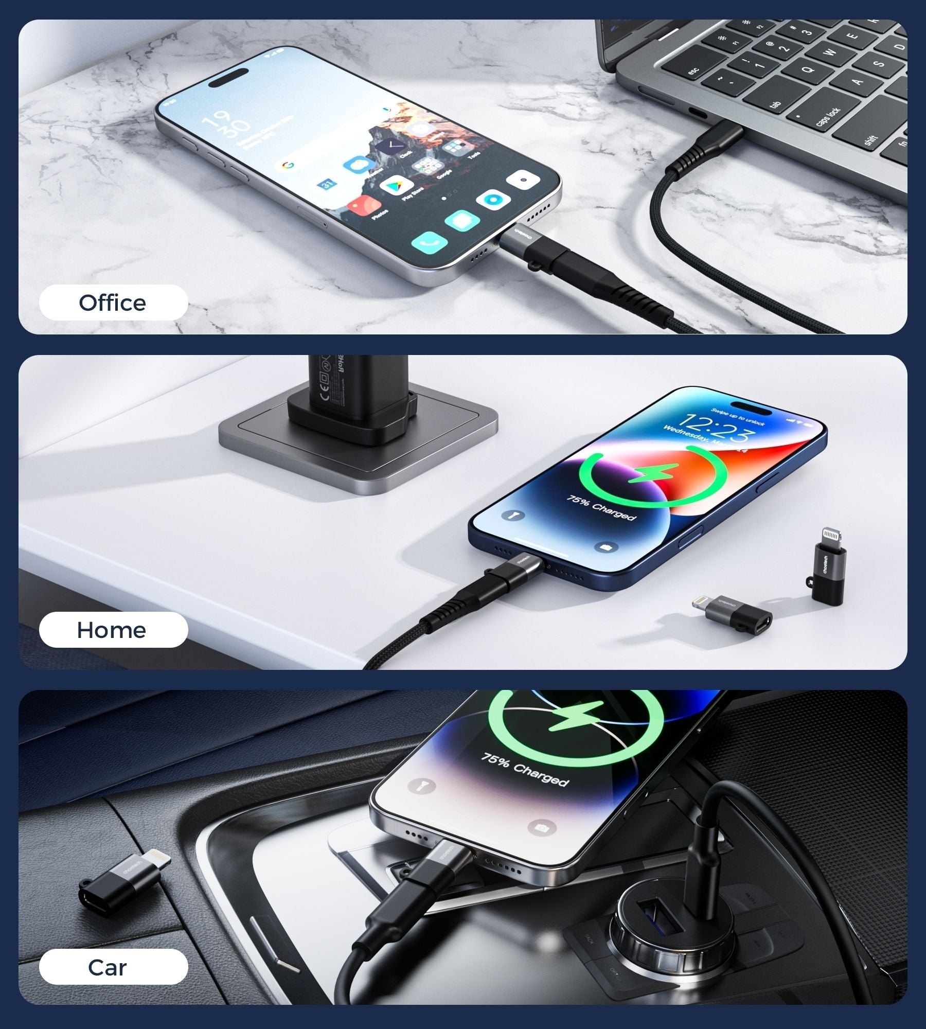 CHOETECH CR-001-GY Mfi iPhone to USB-C USB Adapter - Black V28-ELECHOCR001GY