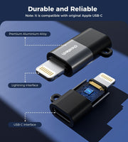 CHOETECH CR-001-GY Mfi iPhone to USB-C USB Adapter - Black V28-ELECHOCR001GY