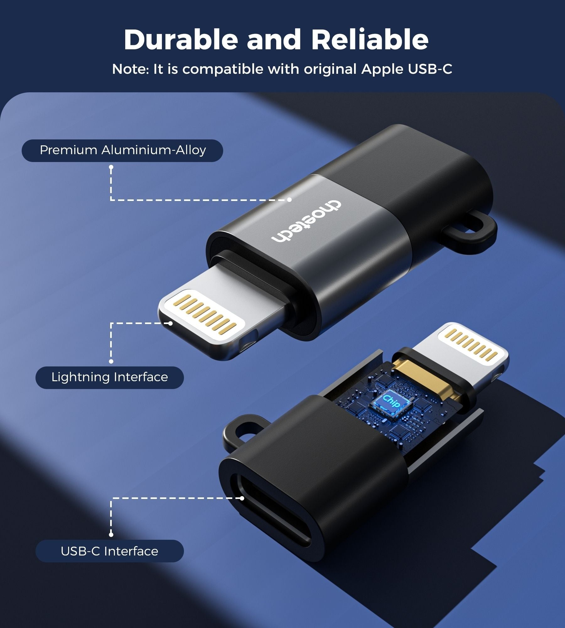 CHOETECH CR-001-GY Mfi iPhone to USB-C USB Adapter - Black V28-ELECHOCR001GY