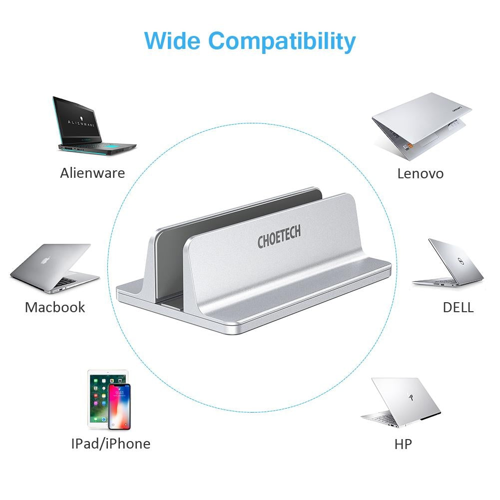 CHOETECH H038 Desktop Aluminum Stand With Adjustable Dock Size, Laptop Holder For All MacBook & tablet V28-ELECHOH038
