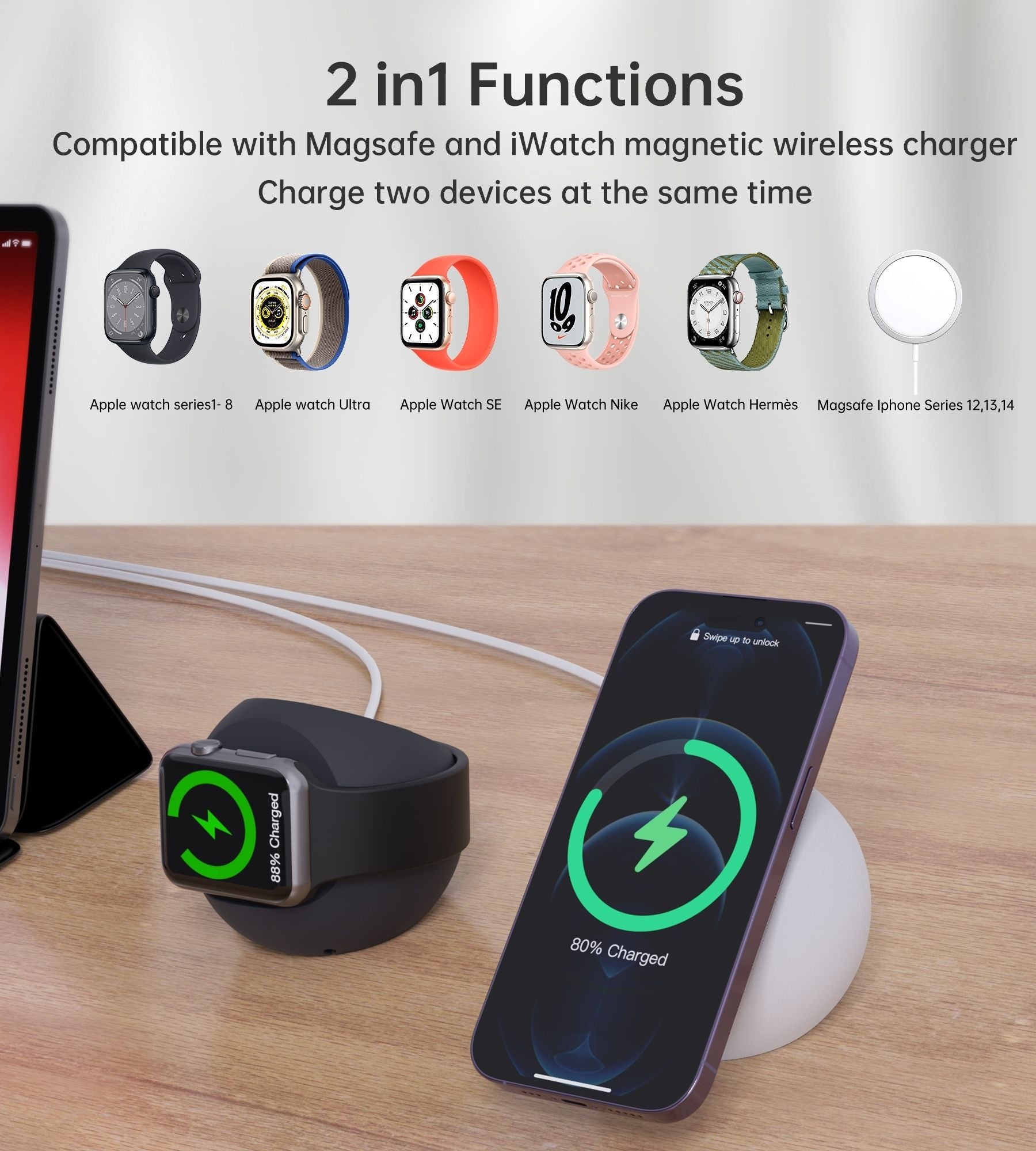 CHOETECH H050-W Magnetic Holder for iPhone 12/13/14 /15 Series and iWatch (White) V28-ELECHOH050WH