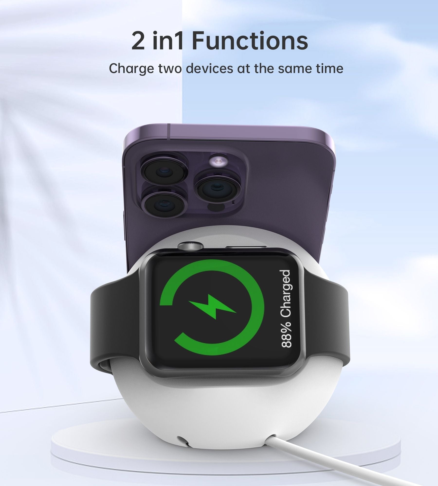 CHOETECH H050-W Magnetic Holder for iPhone 12/13/14 /15 Series and iWatch (White) V28-ELECHOH050WH