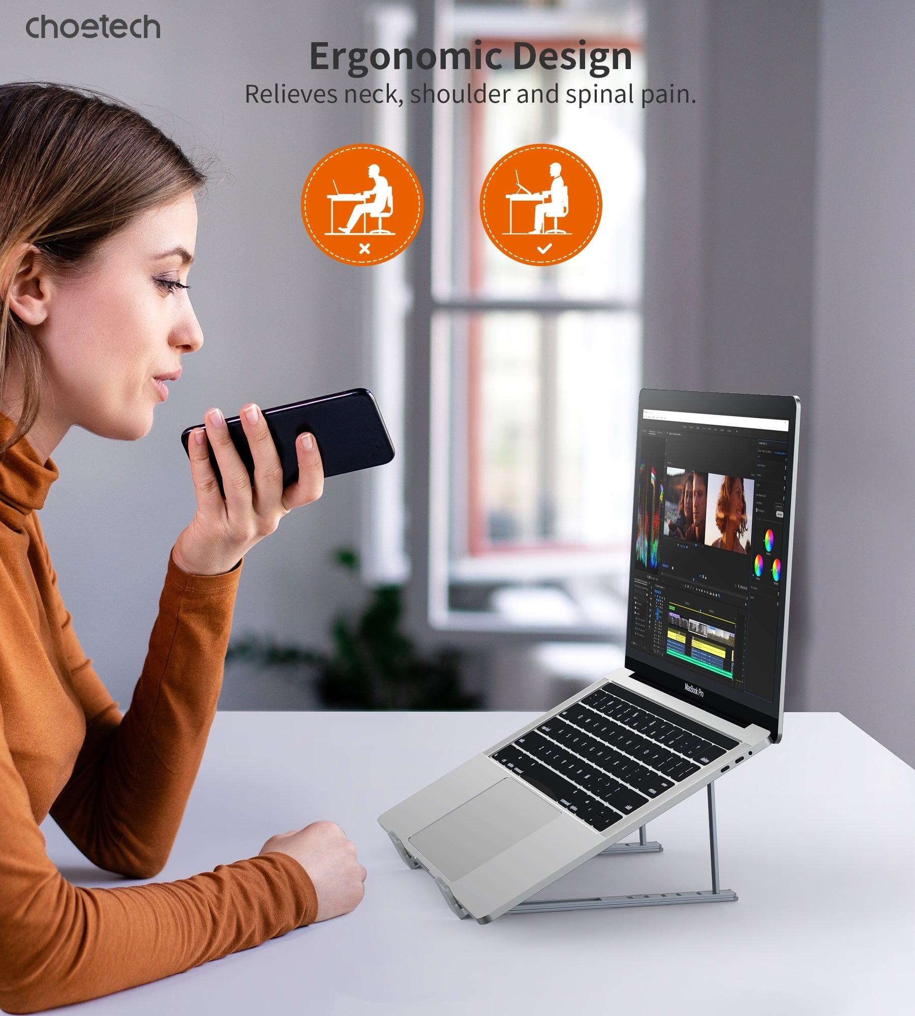 CHOETECH H055-GY Aluminum Foldable Laptop Stand V28-ELECHOH055GY