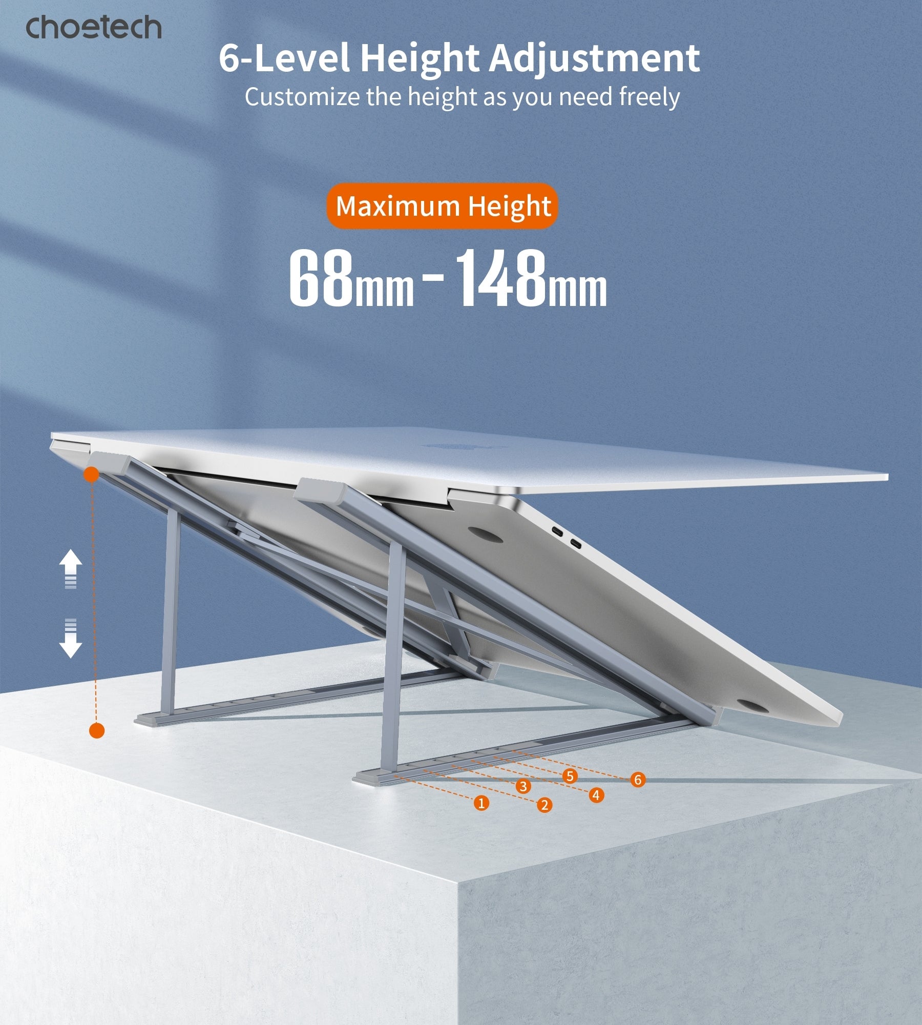 CHOETECH H055-GY Aluminum Foldable Laptop Stand V28-ELECHOH055GY