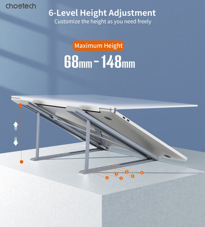 CHOETECH H055-GY Aluminum Foldable Laptop Stand V28-ELECHOH055GY