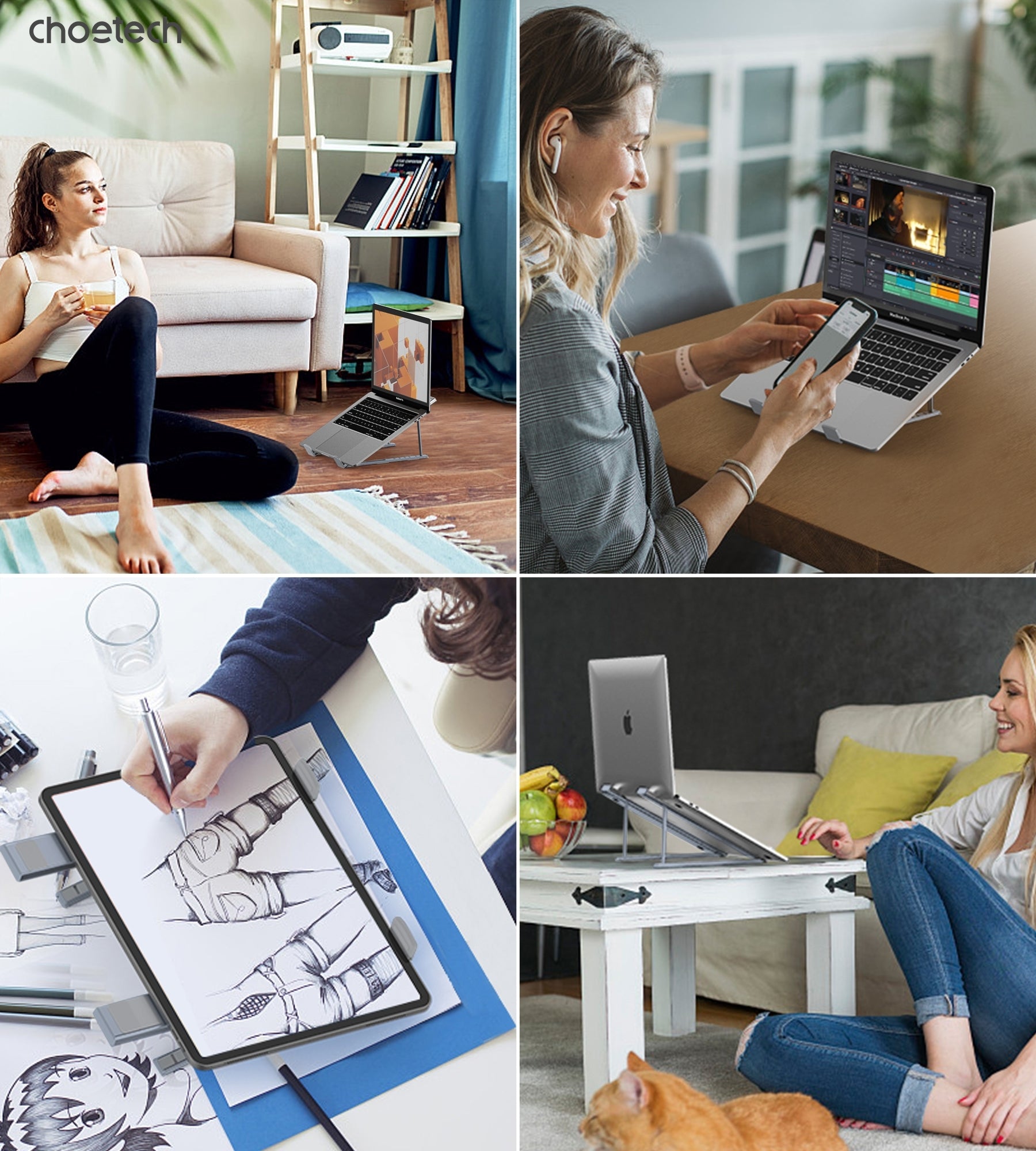 CHOETECH H055-GY Aluminum Foldable Laptop Stand V28-ELECHOH055GY