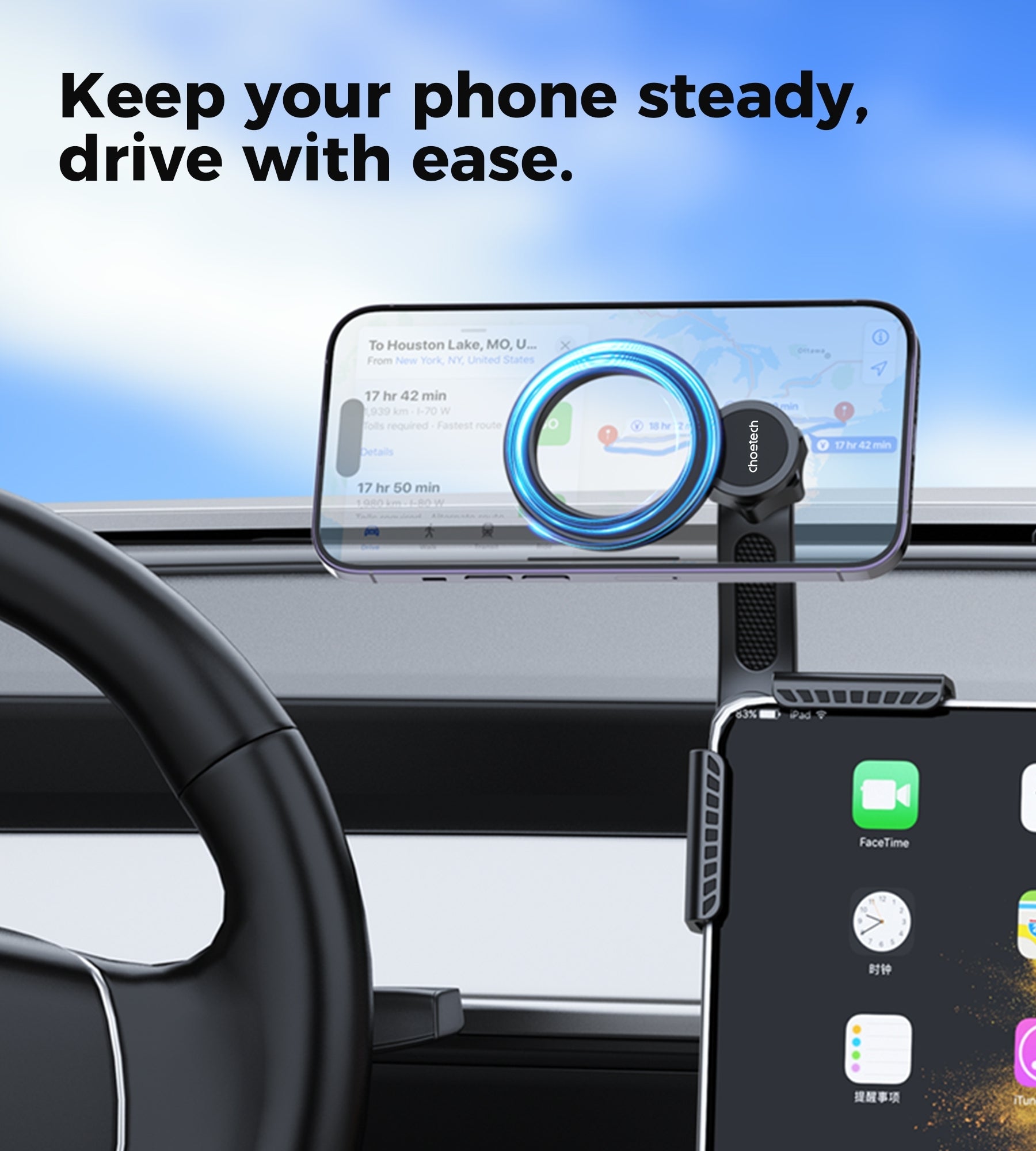 Choetech H089 Magnetic Phone Holder for Tesla Model 3 / Model Y V28-ELECHOH089