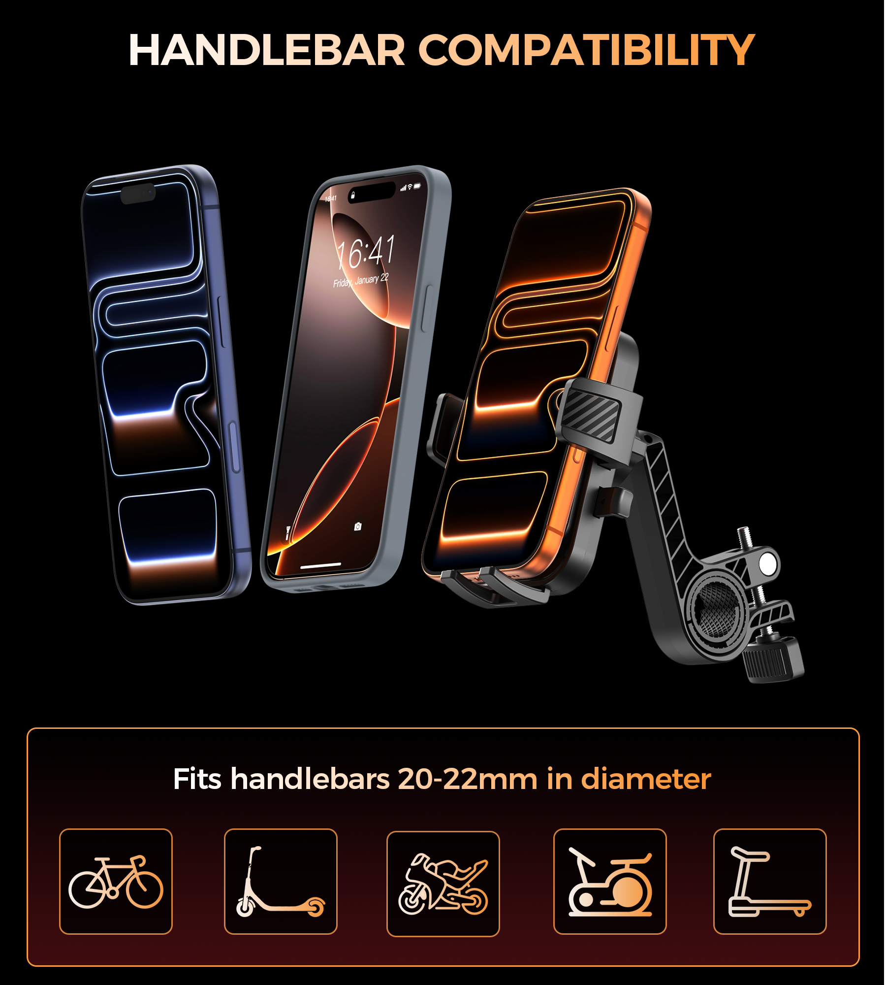 Choetech H094 Cycling Phone Holder Bike Handlebar Mount 360-degree Rotation V28-ELECHOH094