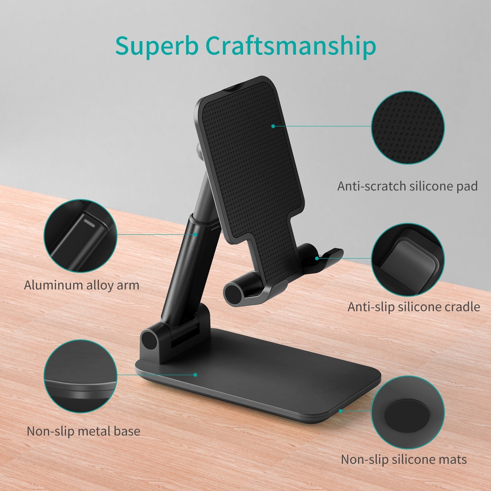 CHOETECH H88 Adjustable Desk Phone/Tablet Stand Black V28-ELECHOH88BK