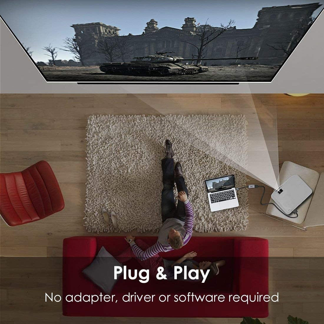 CHOETECH HUB-H10 USB-C To HDMI Braided Cable Adapter V28-ELECHOHUBH10