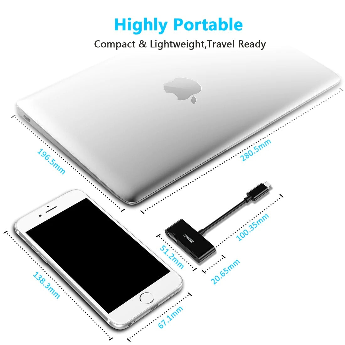 CHOETECH HUB-M03 USB-C To HDMI Adapter(4K@60hz) with 60W PD Charging Port V28-ELECHOHUBM03