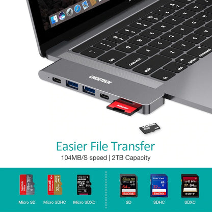 CHOETECH HUB-M14 USB-C 7 in 1 Expand Docking Station Hub for MacBook Pro V28-ELECHOHUBM14