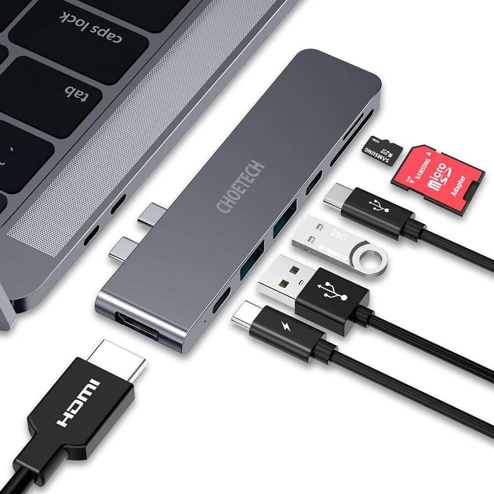 CHOETECH HUB-M14 USB-C 7 in 1 Expand Docking Station Hub for MacBook Pro V28-ELECHOHUBM14