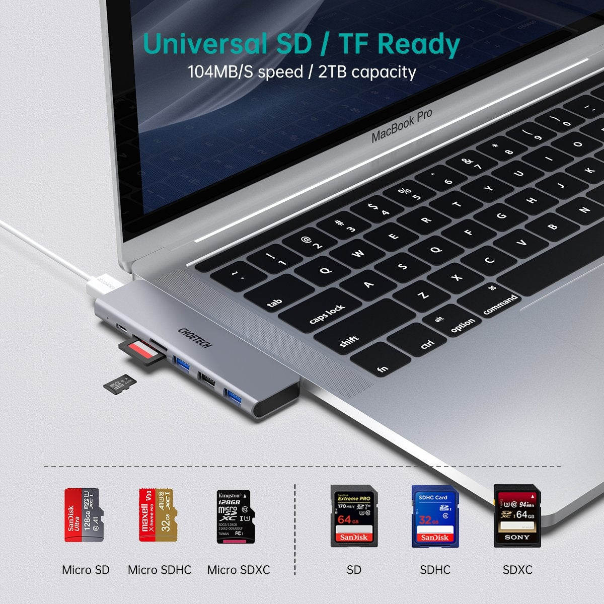 CHOETECH HUB-M23 7-in-1 MacBook Pro USB Adapter V28-ELECHOHUBM23