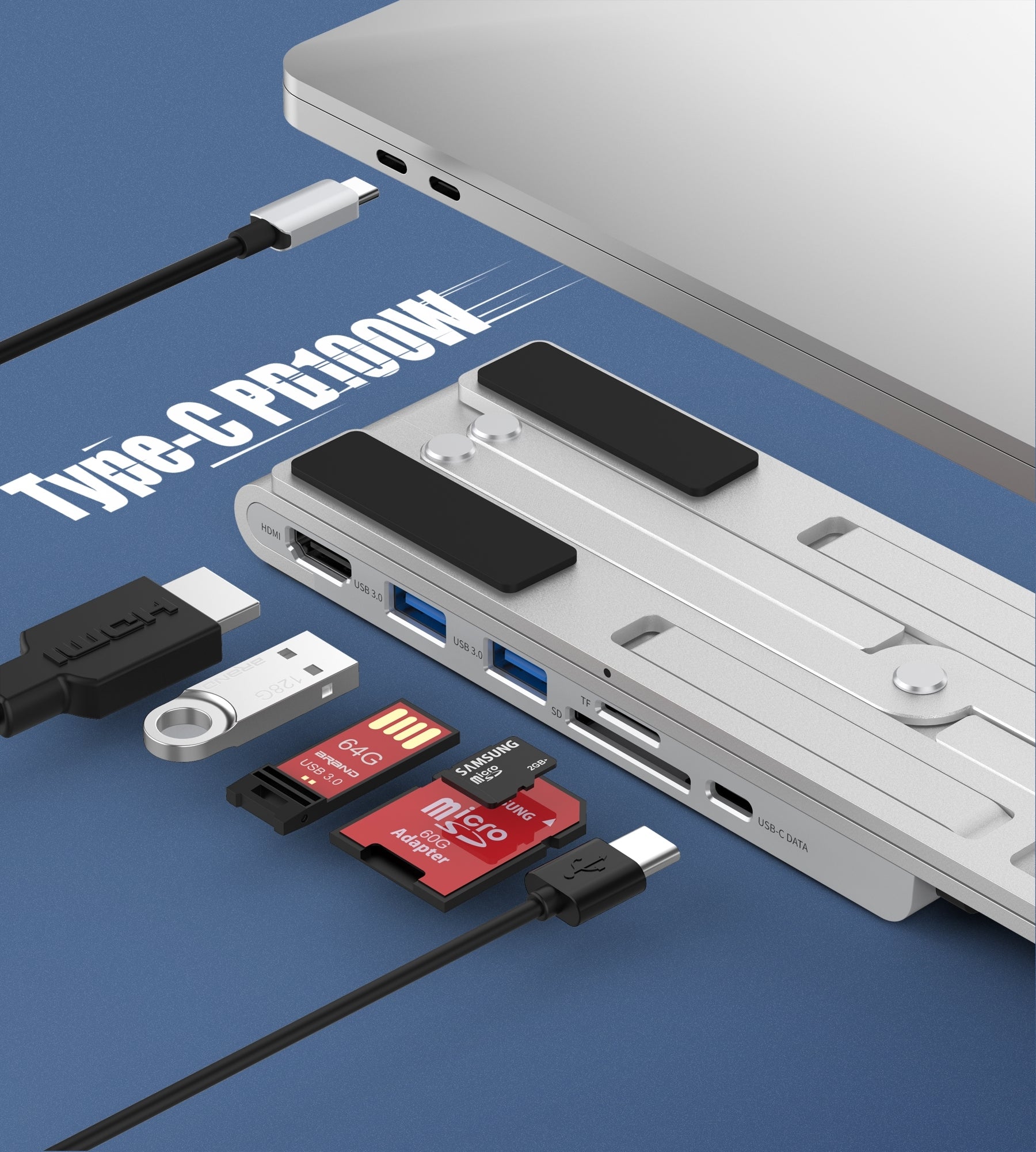 CHOETECH HUB-M43 7-in-1 USB-C Multiport Adapter with Foldable Laptop Stand V28-ELECHOHUBM43