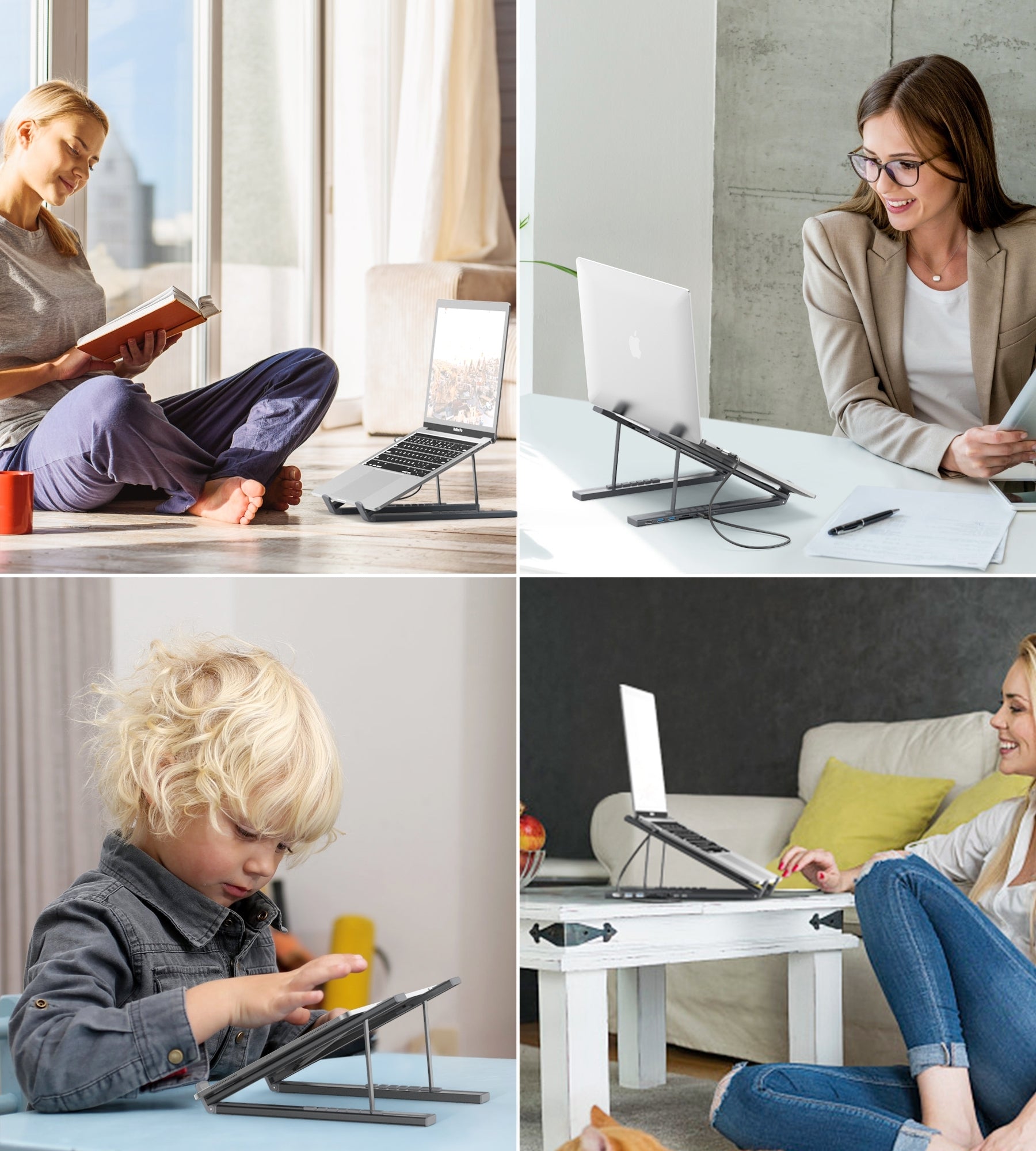 CHOETECH HUB-M48 7-in-1 Hub + Foldable Laptop stand USB-C to HDMI 4K/USB-A/TF&SD/USB-C with PD Charging V28-ELECHOHUBM48