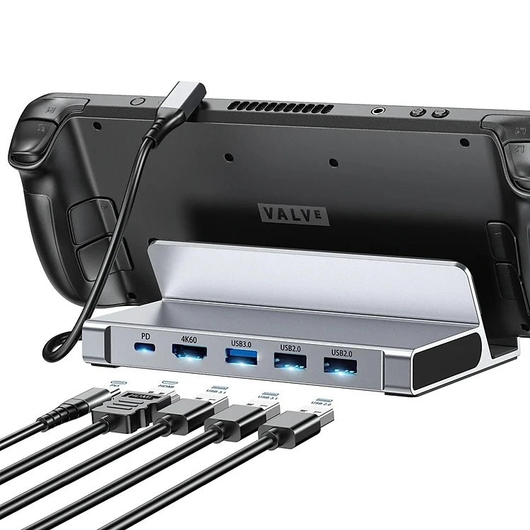 CHOETECH HUB-M77-GY PD100W 5-in-1 USB-C PD+HDMI+USB 3.0A/F+USB2.0 Steam Deck Docking Station V28-ELECHOHUBM77GY
