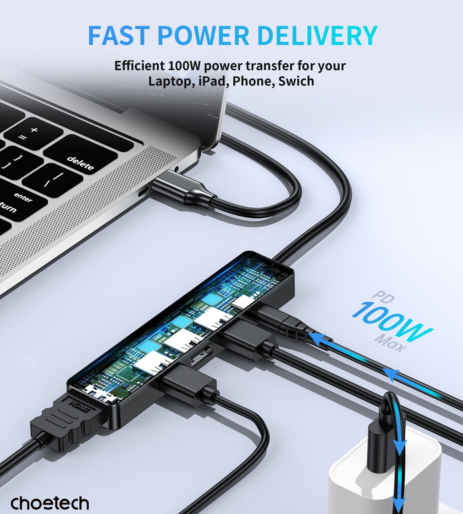 CHOETECH HUB-M80 Hub 5-in-1 Multifunctional Hub V28-ELECHOHUBM80