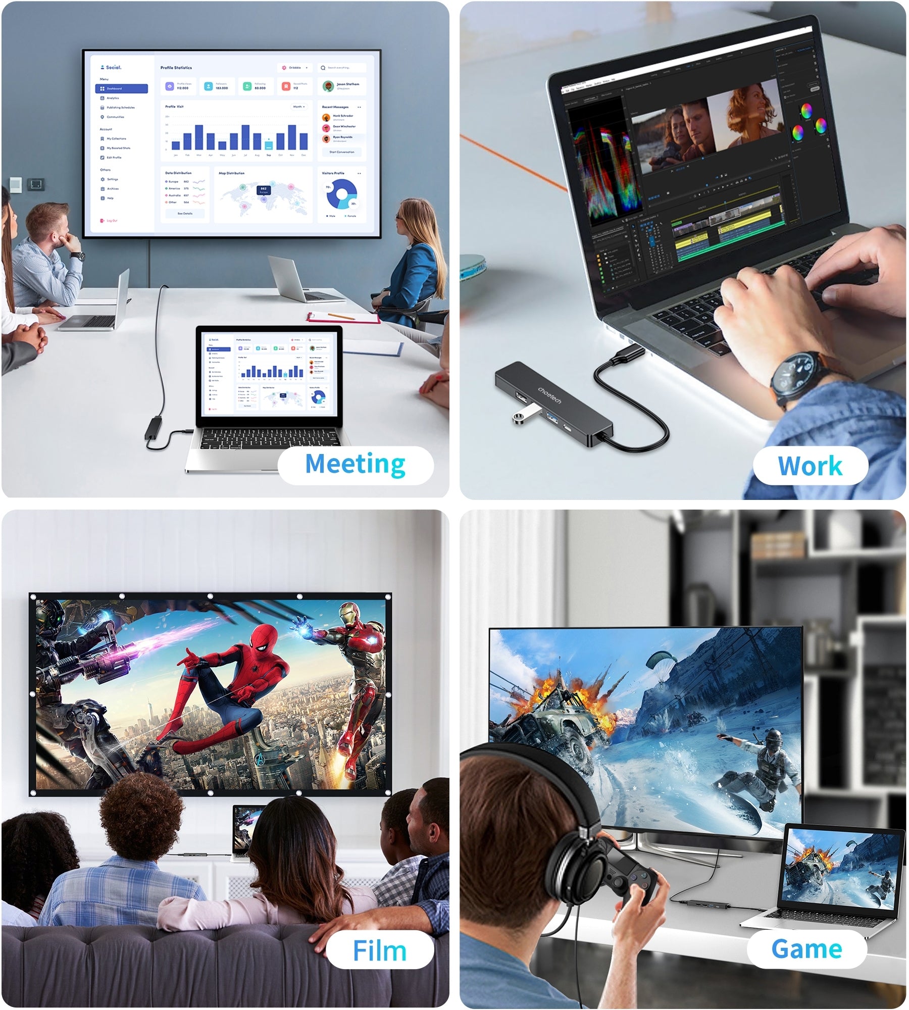 CHOETECH HUB-M80 Hub 5-in-1 Multifunctional Hub V28-ELECHOHUBM80
