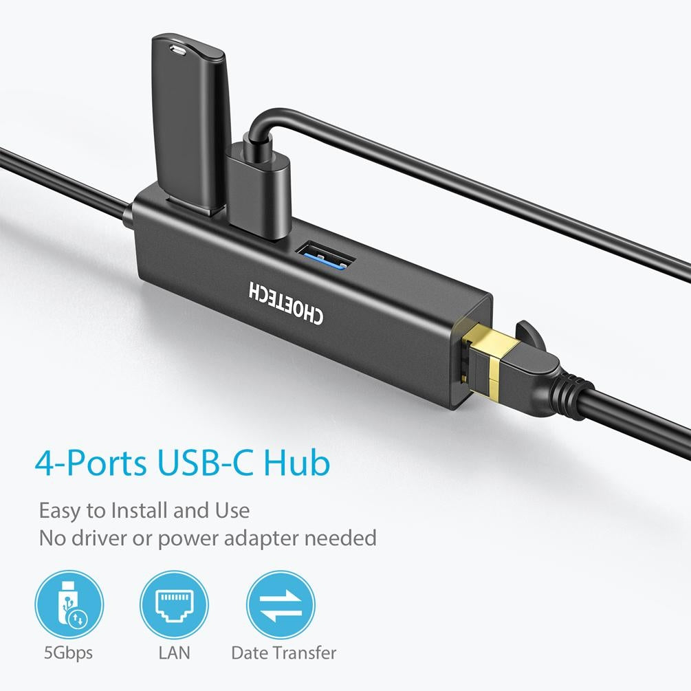 CHOETECH HUB-U02 USB-C To Ethernet Hub V28-ELECHOHUBU02