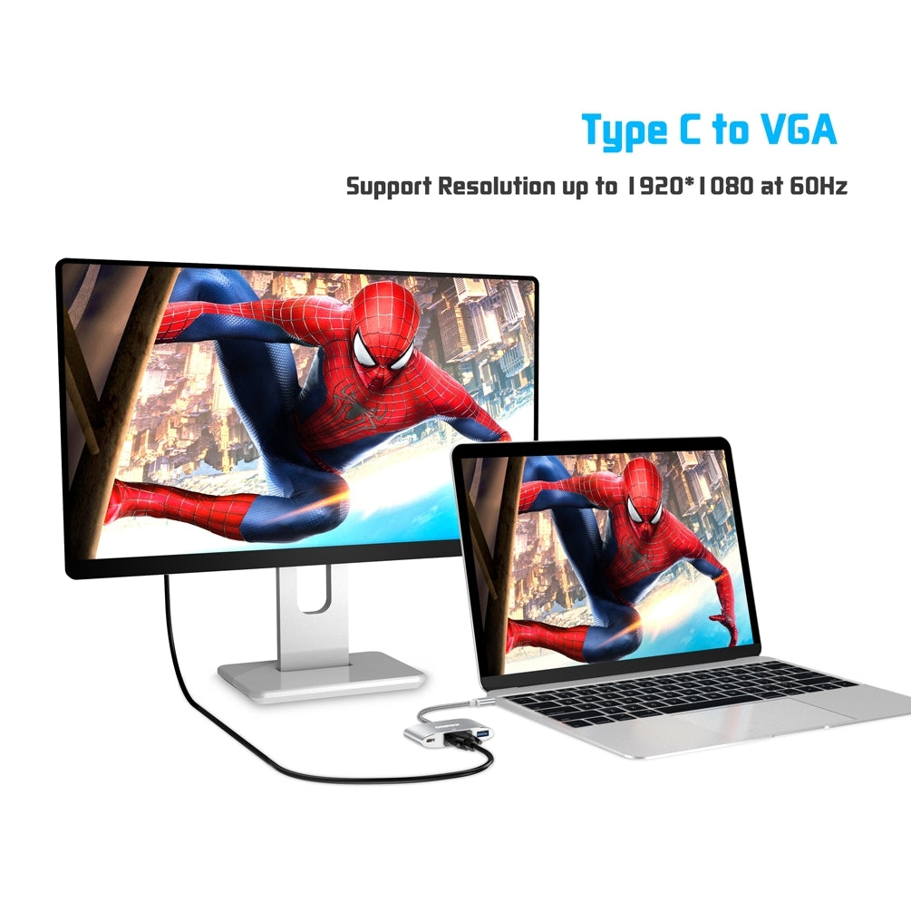 CHOETECH HUB-V02 USB-C to VGA & USB Multiport Adapter V28-ELECHOHUBV02