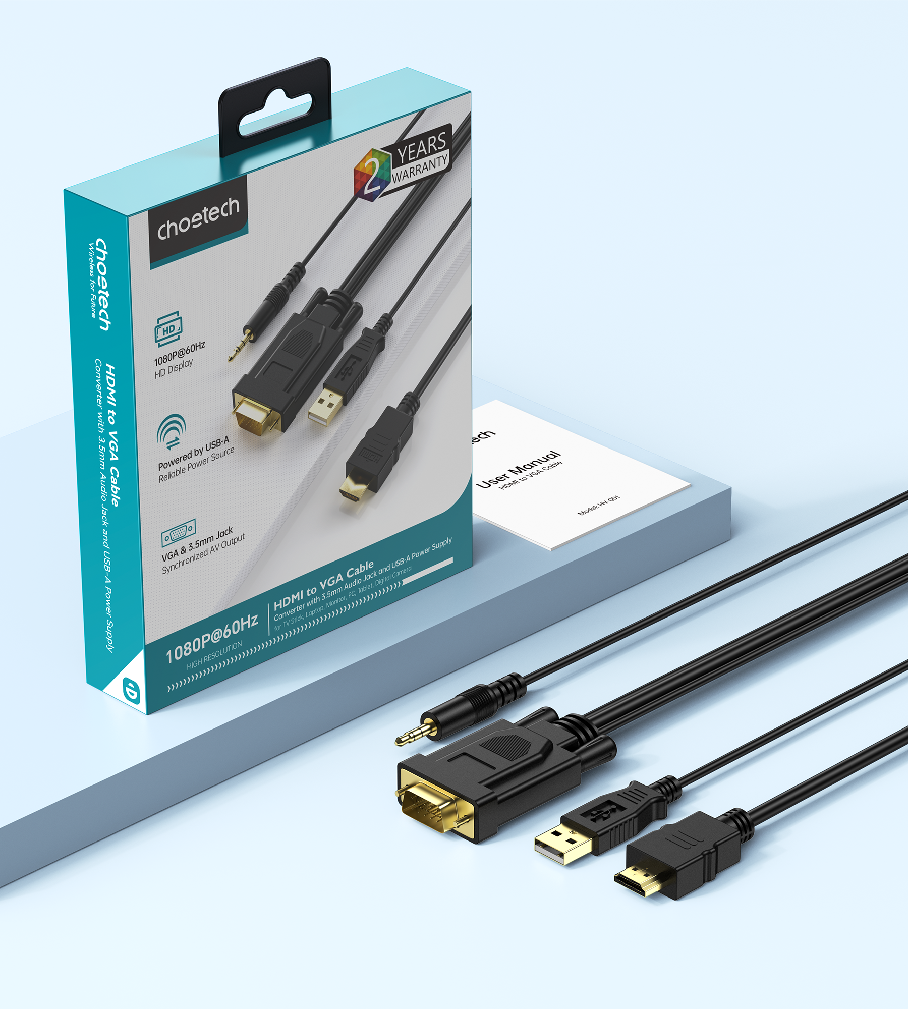 Choetech HV-001 HDMI to VGA 1.8m V28-ELECHOHV001