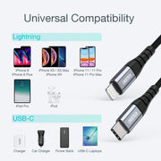 CHOETECH IP0041 USB-C To iPhone MFi Certified Cable 2M V28-ELECHOIP0041