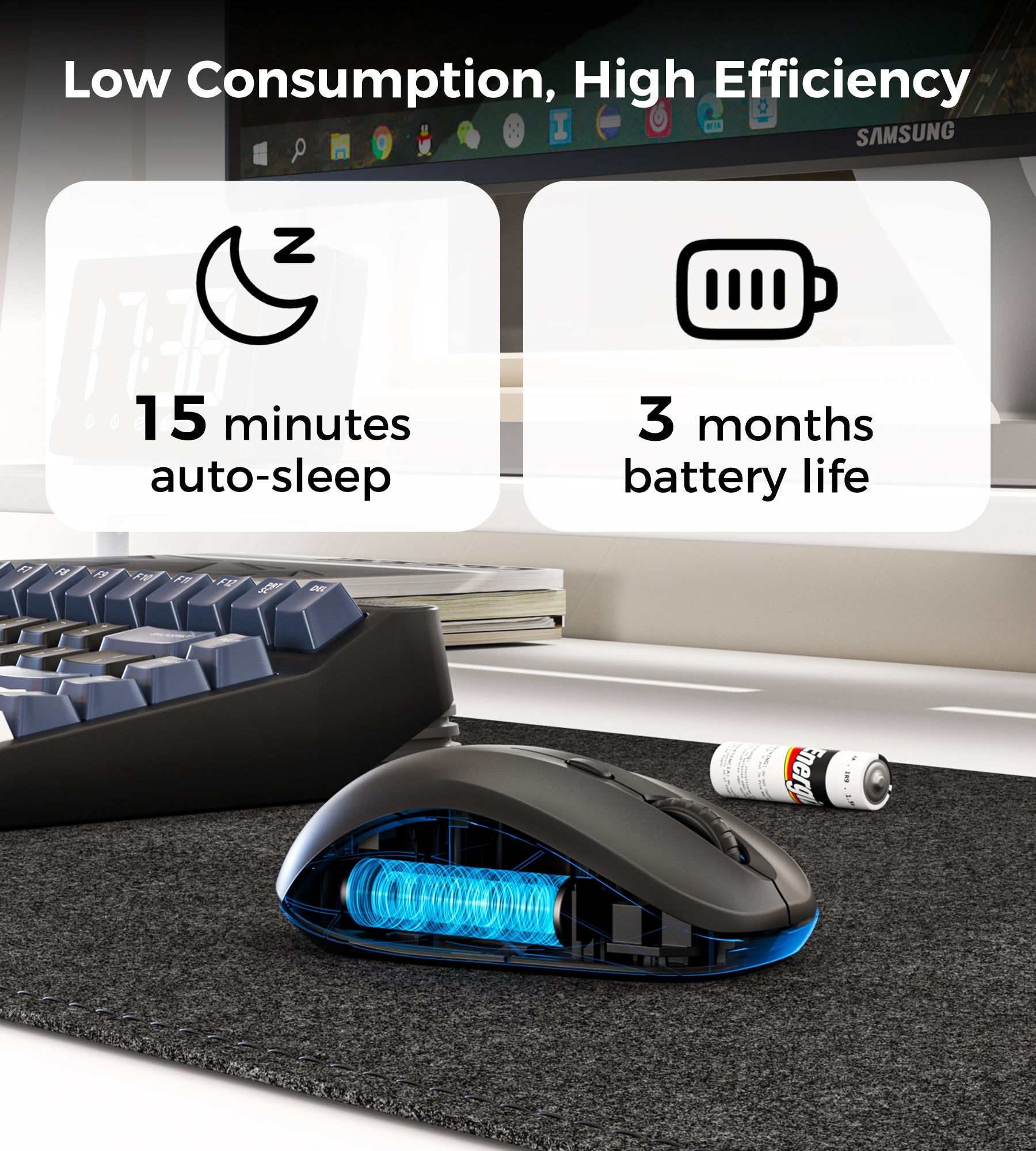 Choetech KB-002-BK 3-Level Adjustable 1600 DPI Wireless Mouse (Black) V28-ELECHOKB002BK
