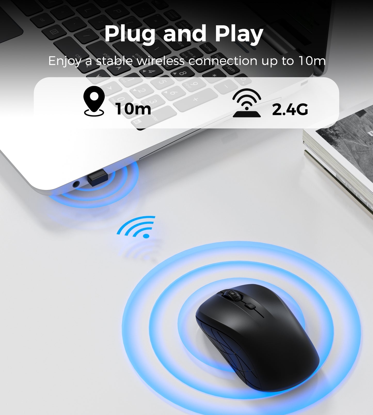 Choetech KB-002-BK 3-Level Adjustable 1600 DPI Wireless Mouse (Black) V28-ELECHOKB002BK