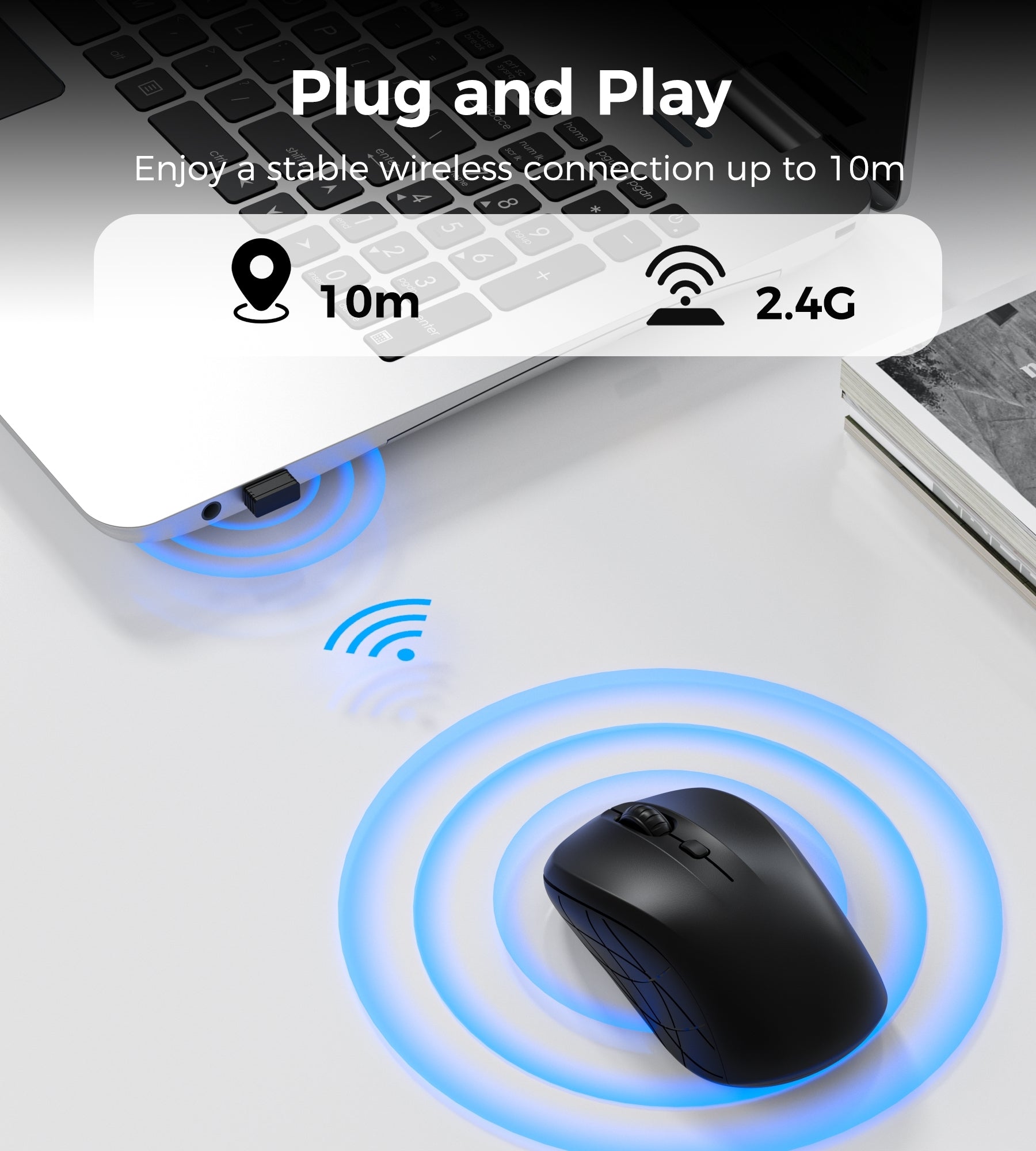 Choetech KB-002-BK 3-Level Adjustable 1600 DPI Wireless Mouse (Black) V28-ELECHOKB002BK