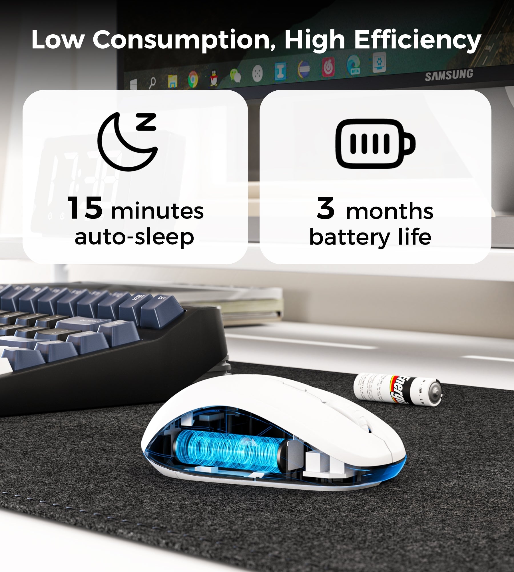 Choetech KB-002-WH single-mode 2.4G wireless mouse, white V28-ELECHOKB002WH