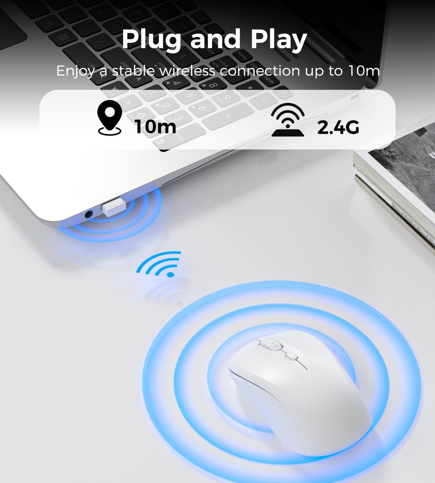 Choetech KB-002-WH single-mode 2.4G wireless mouse, white V28-ELECHOKB002WH