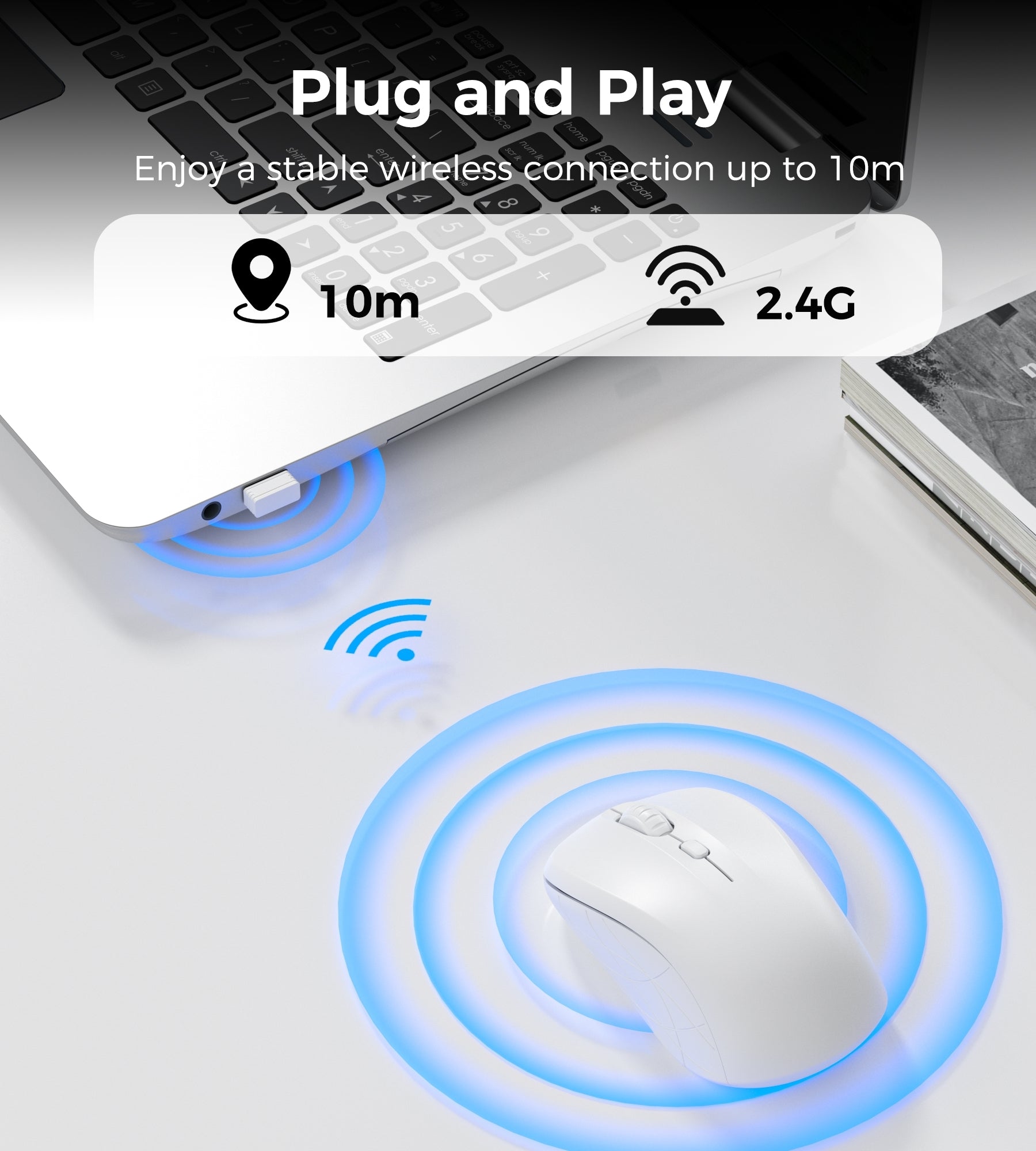 Choetech KB-002-WH single-mode 2.4G wireless mouse, white V28-ELECHOKB002WH