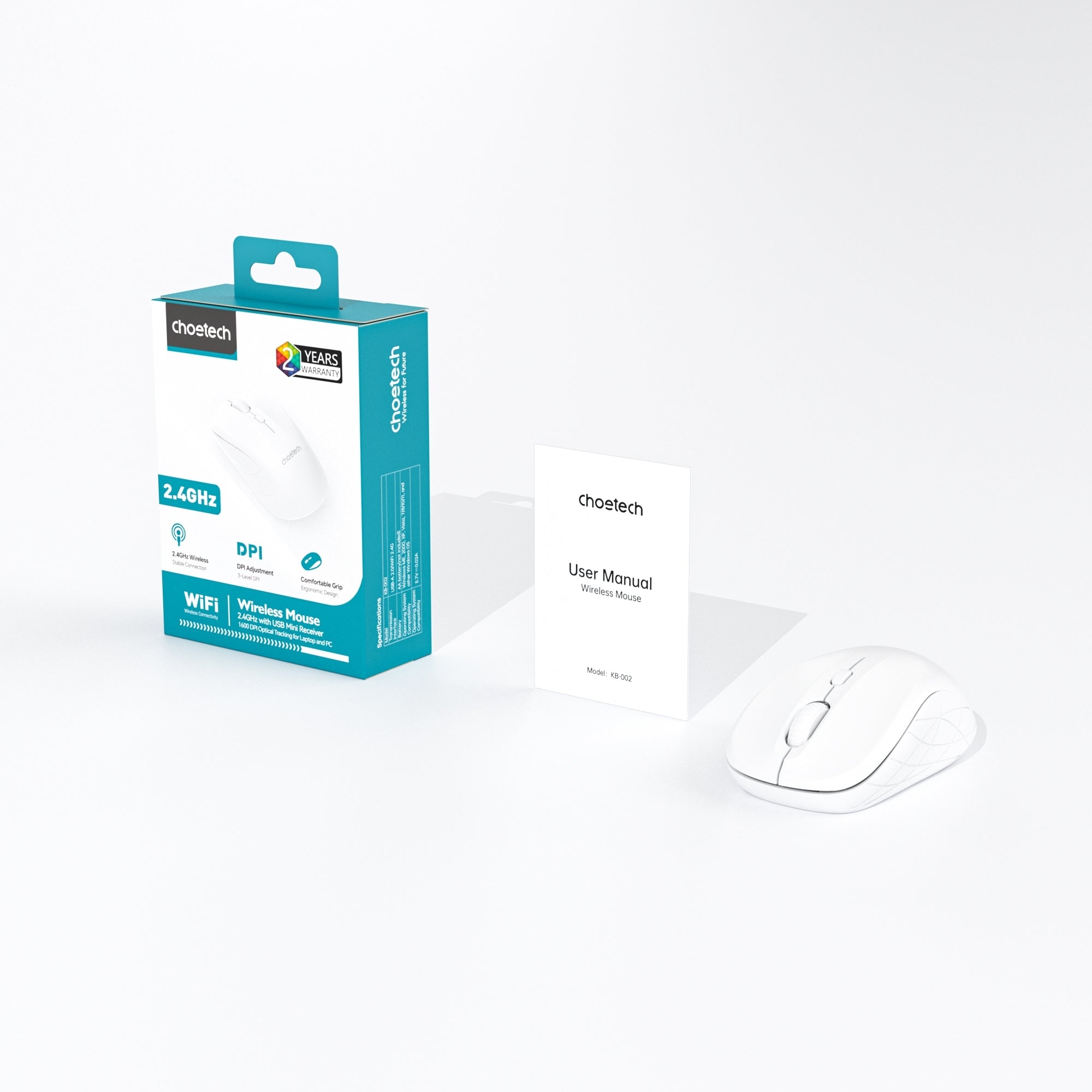 Choetech KB-002-WH single-mode 2.4G wireless mouse, white V28-ELECHOKB002WH