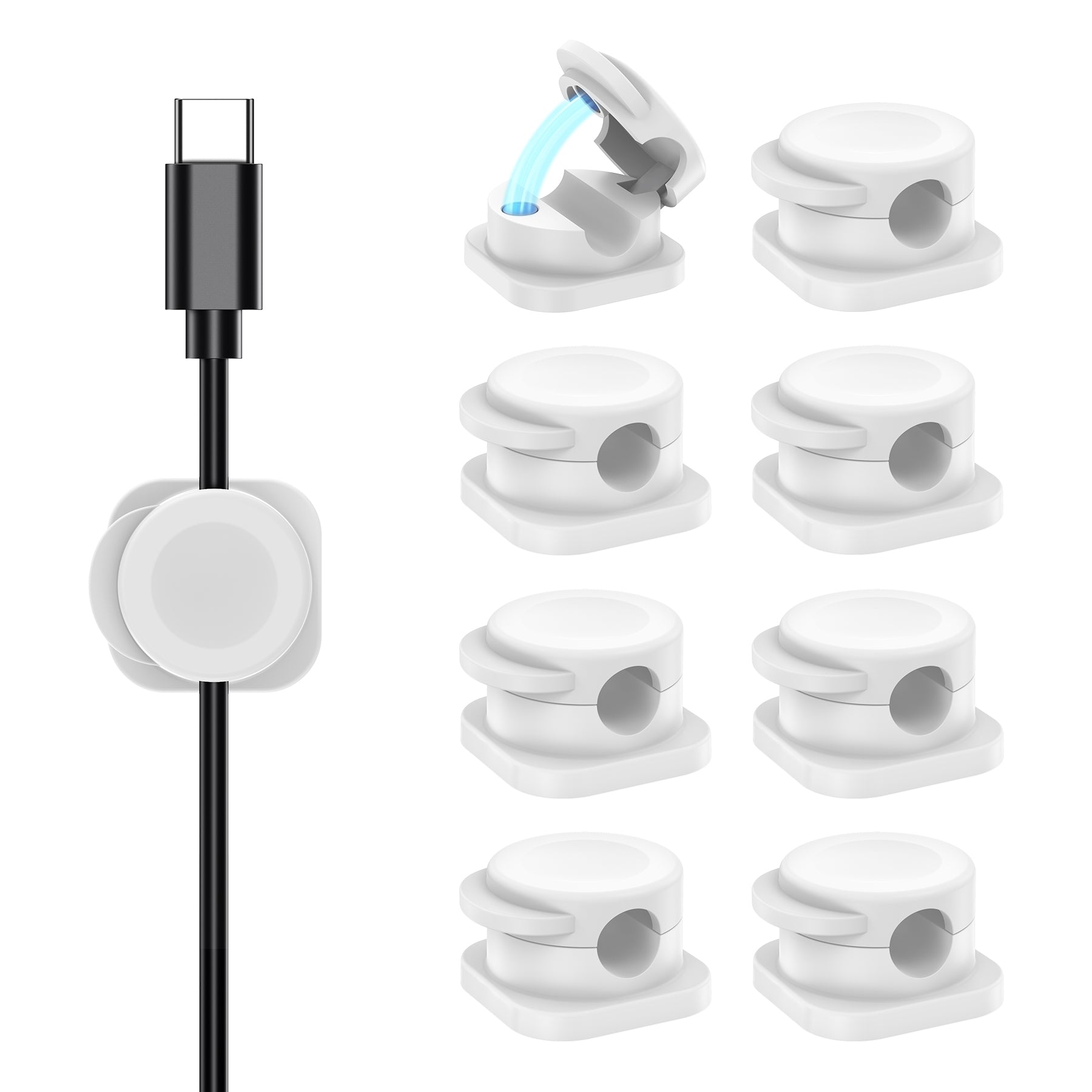 CHOETECH MCC001-WH 6 Pack Professional grade Magnetic Lock Cord Holder Clips White V28-ELECHOMCC001WH