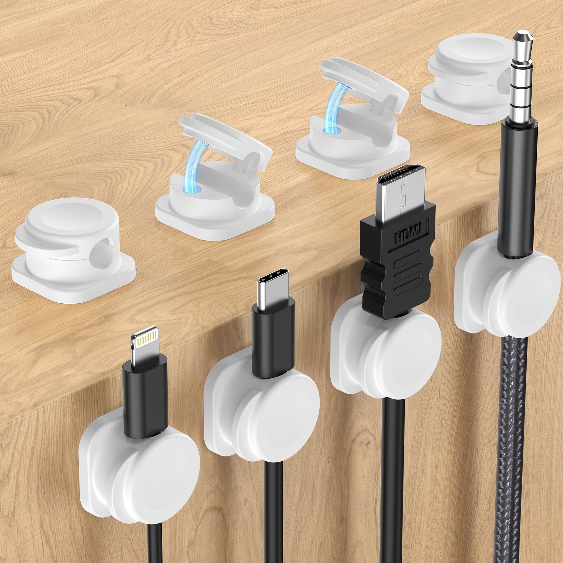 CHOETECH MCC001-WH 6 Pack Professional grade Magnetic Lock Cord Holder Clips White V28-ELECHOMCC001WH
