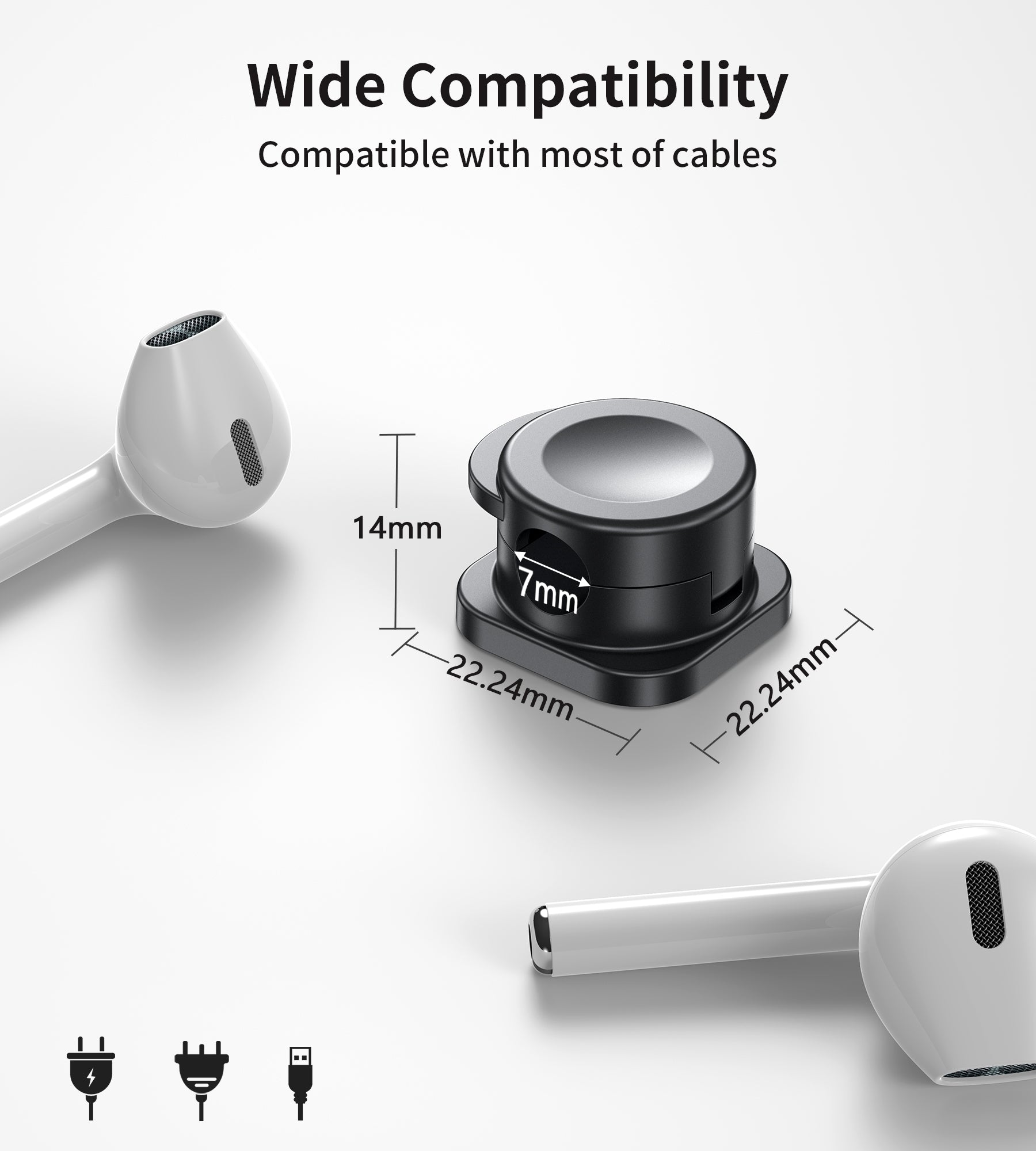 CHOETECH MCC001-WH 6 Pack Professional grade Magnetic Lock Cord Holder Clips White V28-ELECHOMCC001WH