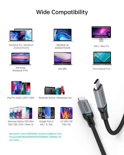 CHOETECH MIX00073 (XCC-1002 x2) 100W USB-C Braided Fast Charging Cable 1.8M 2 Pack V28-ELECHOMIX00073