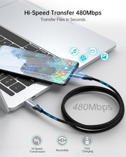 CHOETECH MIX00073 (XCC-1002 x2) 100W USB-C Braided Fast Charging Cable 1.8M 2 Pack V28-ELECHOMIX00073