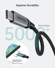 CHOETECH MIX00073 (XCC-1002 x2) 100W USB-C Braided Fast Charging Cable 1.8M 2 Pack V28-ELECHOMIX00073