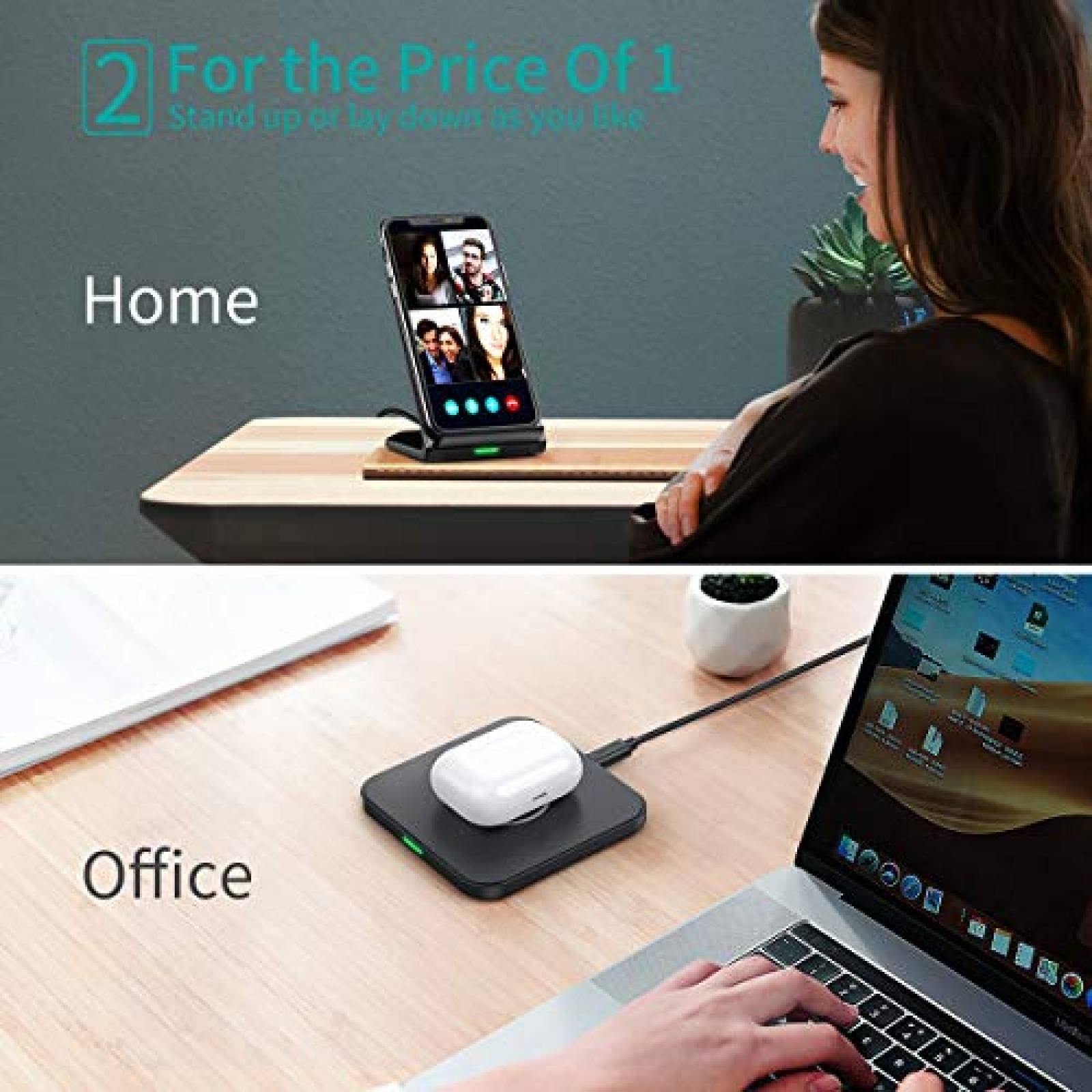 CHOETECH MIX00087 (T524S+T511S) Qi 10W/7.5W Fast Wireless Charging Stand and Pad V28-ELECHOMIX00087