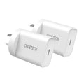 CHOETECH MIX00109 USB-C PD 20W AC Charger Adapter 2-Pack White V28-ELECHOMIX00109