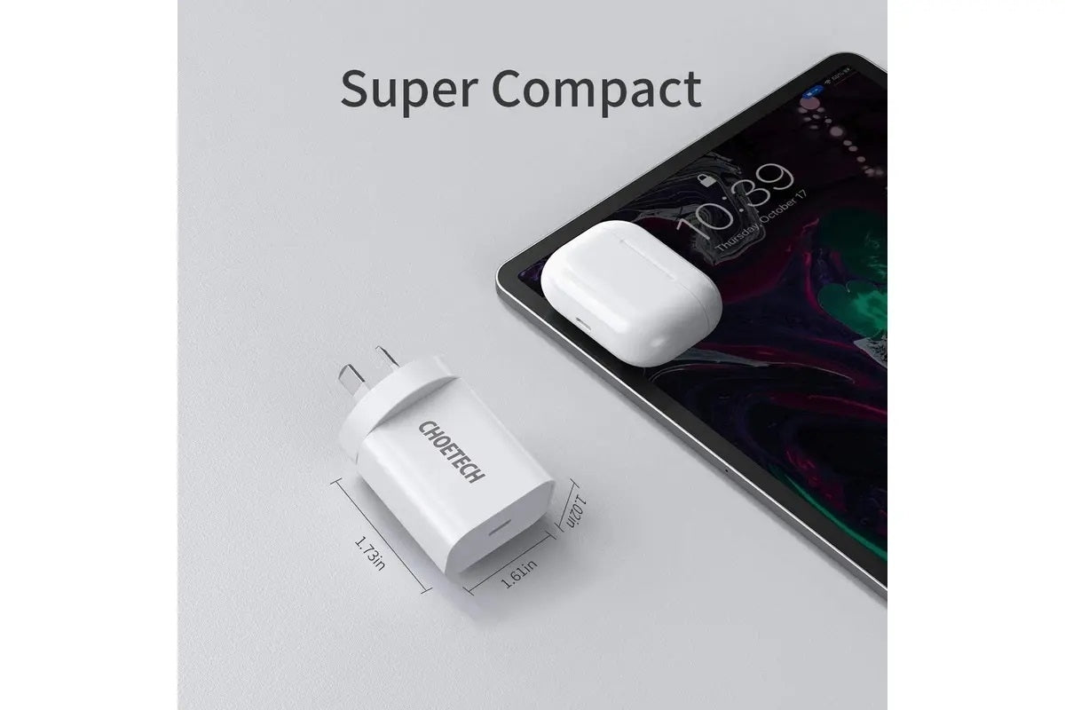 CHOETECH MIX00109 USB-C PD 20W AC Charger Adapter 2-Pack White V28-ELECHOMIX00109