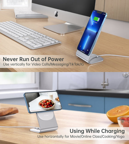 CHOETECH MIX00117SL Magasafe Fast Wireless Charger Stand Holder For iPhone 13/12 (H047+T517) V28-ELECHOMIX00117SL
