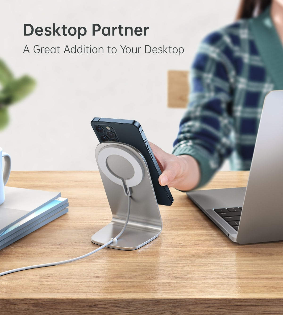 CHOETECH MIX00117SL Magasafe Fast Wireless Charger Stand Holder For iPhone 13/12 (H047+T517) V28-ELECHOMIX00117SL
