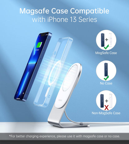 CHOETECH MIX00117SL Magasafe Fast Wireless Charger Stand Holder For iPhone 13/12 (H047+T517) V28-ELECHOMIX00117SL
