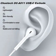 Choetech OC-A011 USB-C In-Ear Headphones 1.2m - White V28-ELECHOOCA011