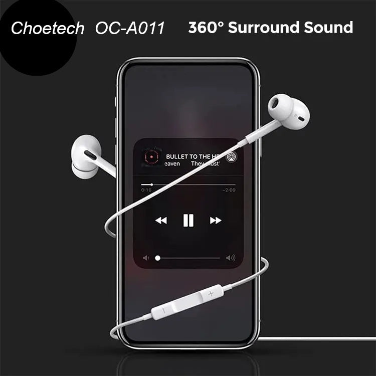 Choetech OC-A011 USB-C In-Ear Headphones 1.2m - White V28-ELECHOOCA011