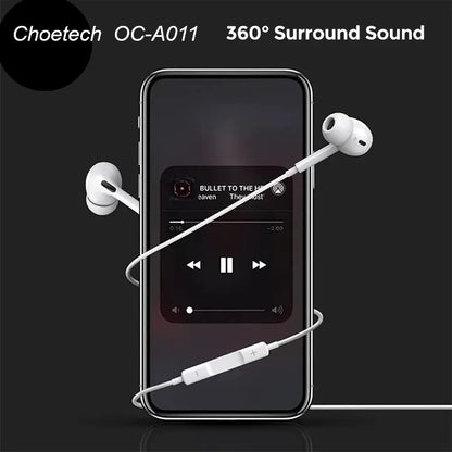 Choetech OC-A011 USB-C In-Ear Headphones 1.2m - White V28-ELECHOOCA011